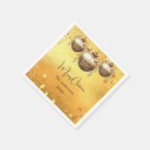 クリスマスパーティー金ゴールドのボーブル星 スタンダードカクテルナプキン (角)