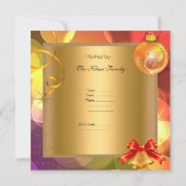 クリスマスパーティー金ゴールドイエローグリーンレッドクリスマス 招待状 (裏面)