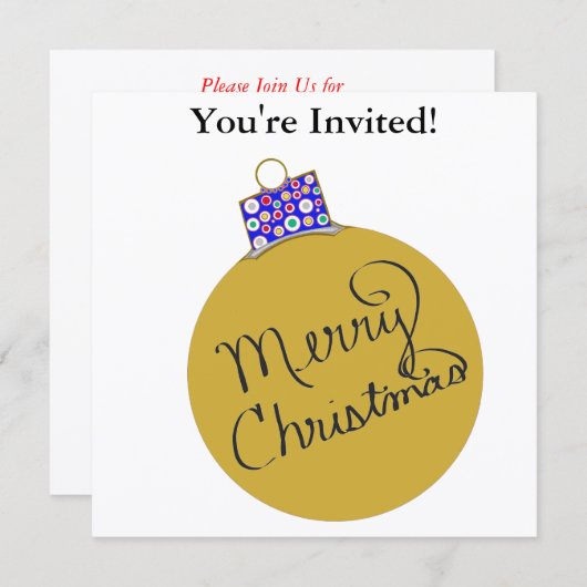 クリスマスパーティー金ゴールドオーナメントボール シーズンカード (正面/裏面)