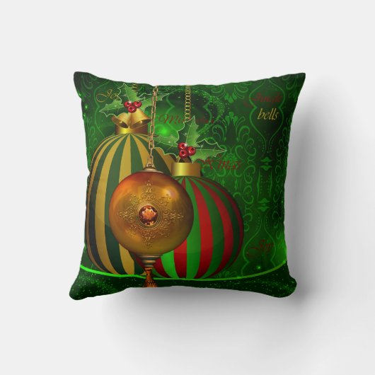 クリスマスパーティー金ゴールドグリーンレッドクリスマスデコレーション クッション (裏面)