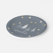 クリスマスパーティー金ゴールドスターズブルー ペーパープレート (アングル)