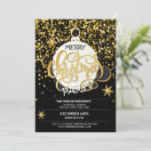 クリスマスパーティー金ゴールドスパークルドット招待状 招待状 (スタンド正面)