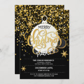 クリスマスパーティー金ゴールドスパークルドット招待状 招待状 (正面/裏面)