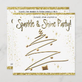 クリスマスパーティー金ゴールドホワイト招待状 (正面/裏面)