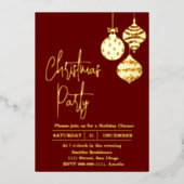 クリスマスパーティー金ゴールドレッドフォイル招待状 箔招待状 (正面)