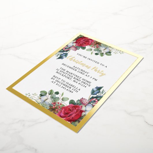 クリスマスパーティー金箔招待状はがき 箔招待状 (回転した状態)