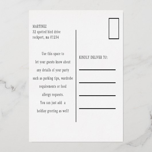 クリスマスパーティー金箔招待状はがき 箔招待状 (裏面)