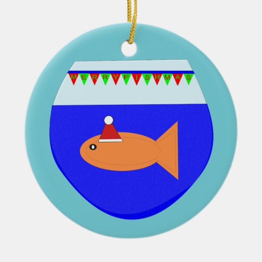 クリスマスパーティー金魚カスタムオーナメント セラミックオーナメント (正面)