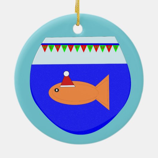 クリスマスパーティー金魚カスタムオーナメント セラミックオーナメント (裏面)