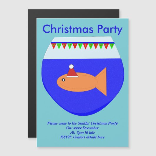 クリスマスパーティー金魚カスタム招待状 マグネット招待状 (正面/裏面)