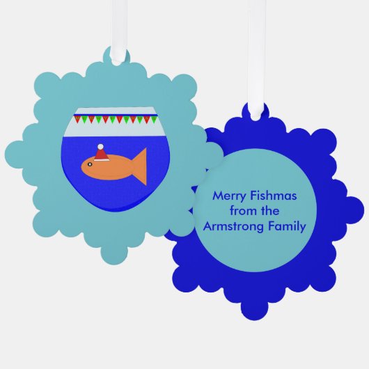 クリスマスパーティー金魚カスタム オーナメントカード (正面/裏面)