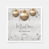 クリスマスパーティー銀のボーブルの星 スタンダードカクテルナプキン (正面)