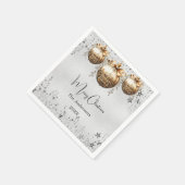 クリスマスパーティー銀のボーブルの星 スタンダードカクテルナプキン (角)