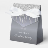 クリスマスパーティー銀グリッター乾燥エレガント フェイバーボックス (正面サイド)