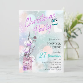 クリスマスパーティー降雪綿招待状 招待状