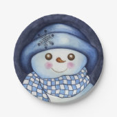 クリスマスパーティー雪だるま紙プレート ペーパープレート (正面)