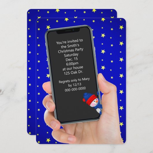 クリスマスパーティー電話文字メッセージ 招待状 (正面/裏面)