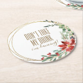 クリスマスパーティー飲まない私は踊り ラウンドペーパーコースター (アングル)