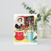 クリスマスパーティー飲み物を飲む人 ポストカード (スタンド正面)