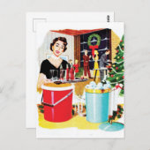 クリスマスパーティー飲み物を飲む人 ポストカード (正面/裏面)