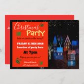 クリスマスパーティー魔法の夜のシーン 招待状 (正面/裏面)