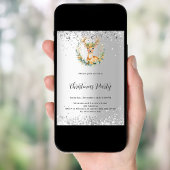 クリスマスパーティー鹿グリーンシルバー北欧 招待状