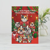 クリスマスパーティー みにくいセーター 犬 猫 招待状 (スタンド正面)