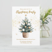 クリスマスパーティー エレガント ゴールド スターズ 招待状 (スタンド正面)