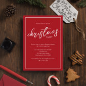 クリスマスパーティー エレガント 赤 緑 スノーフレーク モダン 招待状
