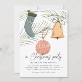 クリスマスパーティー | オーナメントモダンズホリデーパーティー 招待状 (正面)