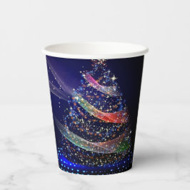クリスマスパーティー カラフルツリー ネイビーブルー ラスティック 紙コップ