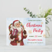 クリスマスパーティー。クラシックなサンタクロースの家族 招待状 (スタンド正面)