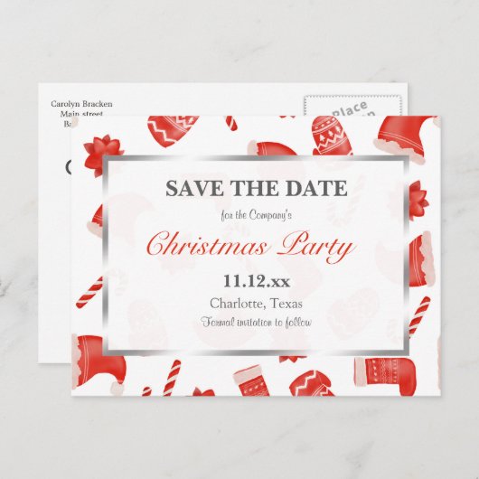 クリスマスパーティー |クリスマスかわいい冬のパターン ポストカード (正面/裏面)