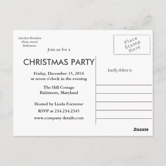 クリスマスパーティー |クリスマスかわいい冬のパターン ポストカード (裏面)