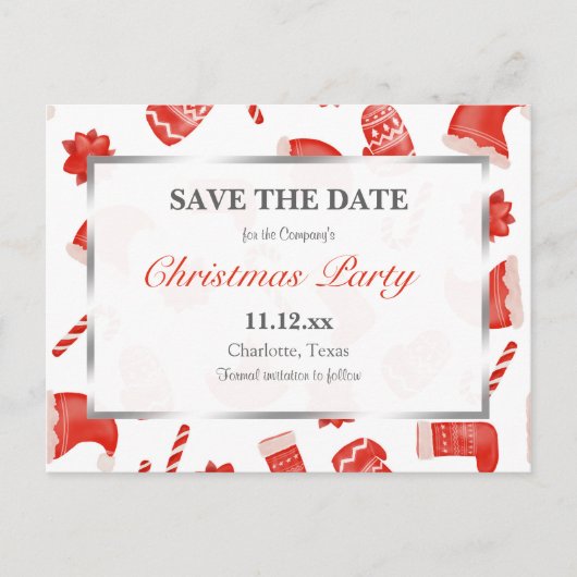 クリスマスパーティー |クリスマスかわいい冬のパターン ポストカード (正面)