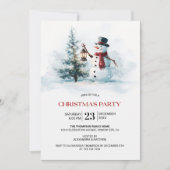 クリスマスパーティー クリスマスツリーと雪だるま 招待状 (正面)