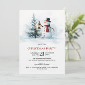 クリスマスパーティー クリスマスツリーと雪だるま 招待状 (スタンド正面)
