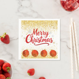 クリスマスパーティー グリッター スタンダードカクテルナプキン