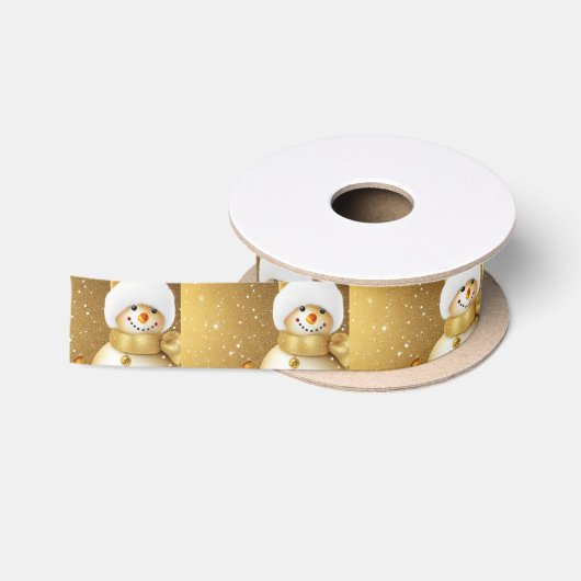 クリスマスパーティー ゴールデンスノーマン 冬の休日 サテンリボン (リール)