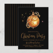 クリスマスパーティー ゴールド ブラック ホリデー ライト 招待状 (正面/裏面)