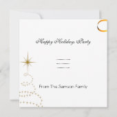 クリスマスパーティー ゴールド レッド ブラック Xmas グリッター 招待状 (裏面)