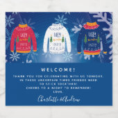 クリスマスパーティー ダサいスウェター 赤 青 スパークリングワインラベル (シングルラベル)