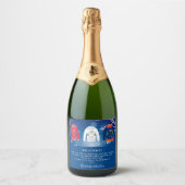 クリスマスパーティー ダサいスウェター 赤 青 スパークリングワインラベル (正面)