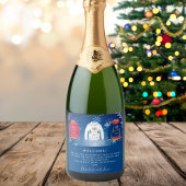 クリスマスパーティー ダサいスウェター 赤 青 スパークリングワインラベル