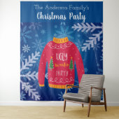 クリスマスパーティー ダサいスウェーター 赤 青 雪の結晶 タペストリー (インサイチュ)