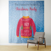クリスマスパーティー ダサいスウェーター 赤 青 雪 タペストリー (インサイチュ)
