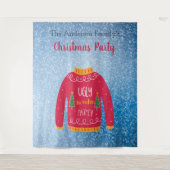 クリスマスパーティー ダサいスウェーター 赤 青 雪 タペストリー (正面)