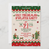 クリスマスパーティー ダサいセーター 面白い 大人 休日 招待状 (正面)