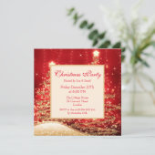 クリスマスパーティー ツリー 赤 グリッター付き 招待状 (スタンド正面)