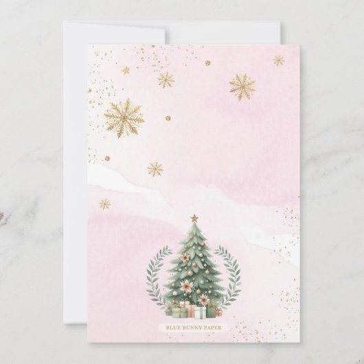 クリスマスパーティー |ピンクの金ゴールド冬の休日 招待状 (裏面)